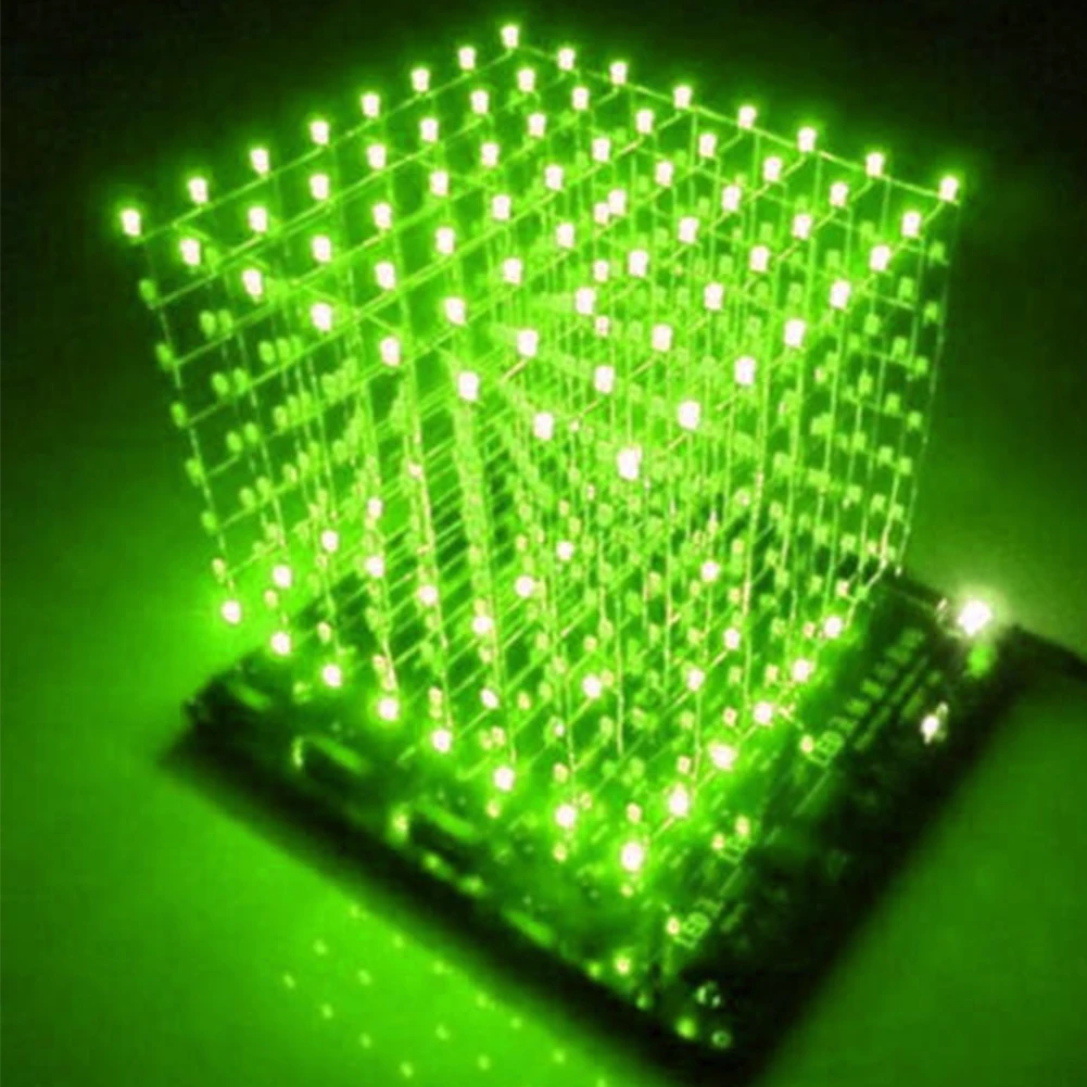 3D8 8x8x8 3MM Squared LED Electronic  Soldering Project Kit 4.5-5.5V 3D Squared DIY Kit Cube Soldering Kit LED Cube PCB Board