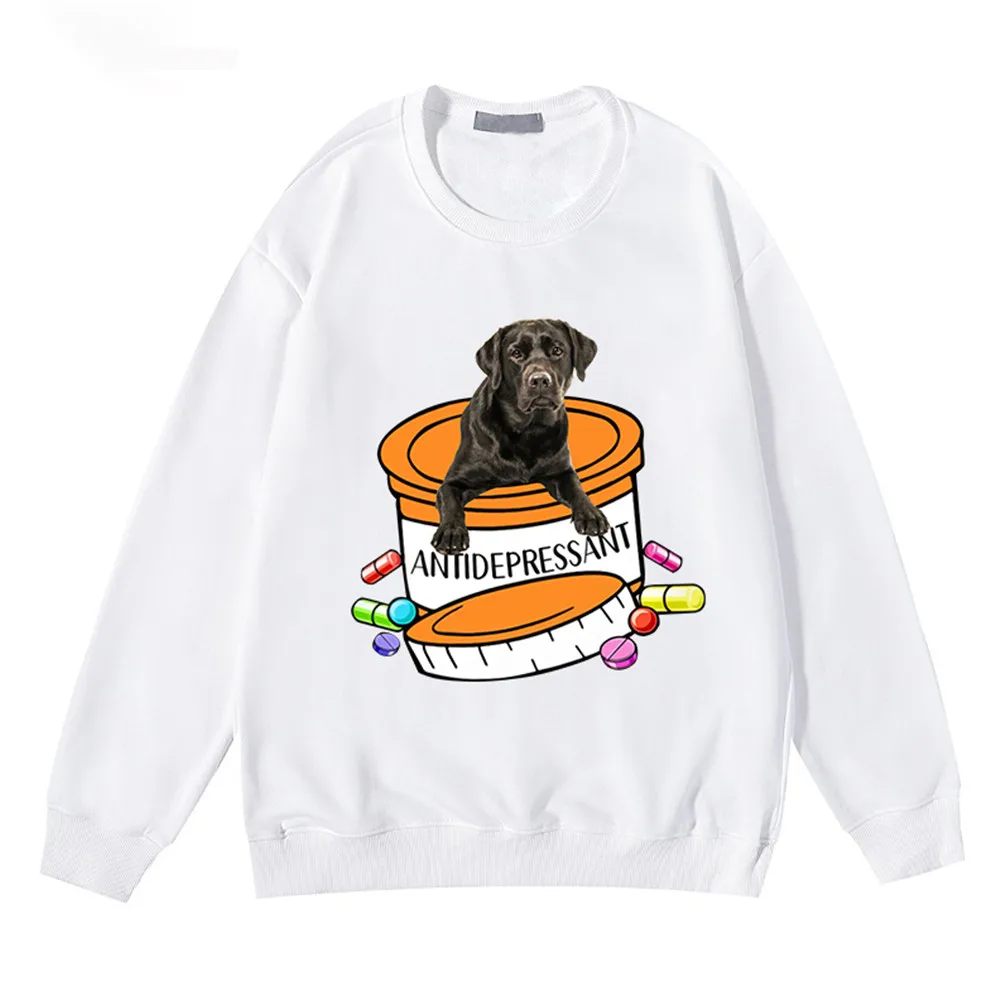 

CLOOCL Funny Animals Sweatshirt Cute Dog Labrador Antidepressant Chest Sticker Printed Streetwear Hip Hop Tops Unisex Pullovers