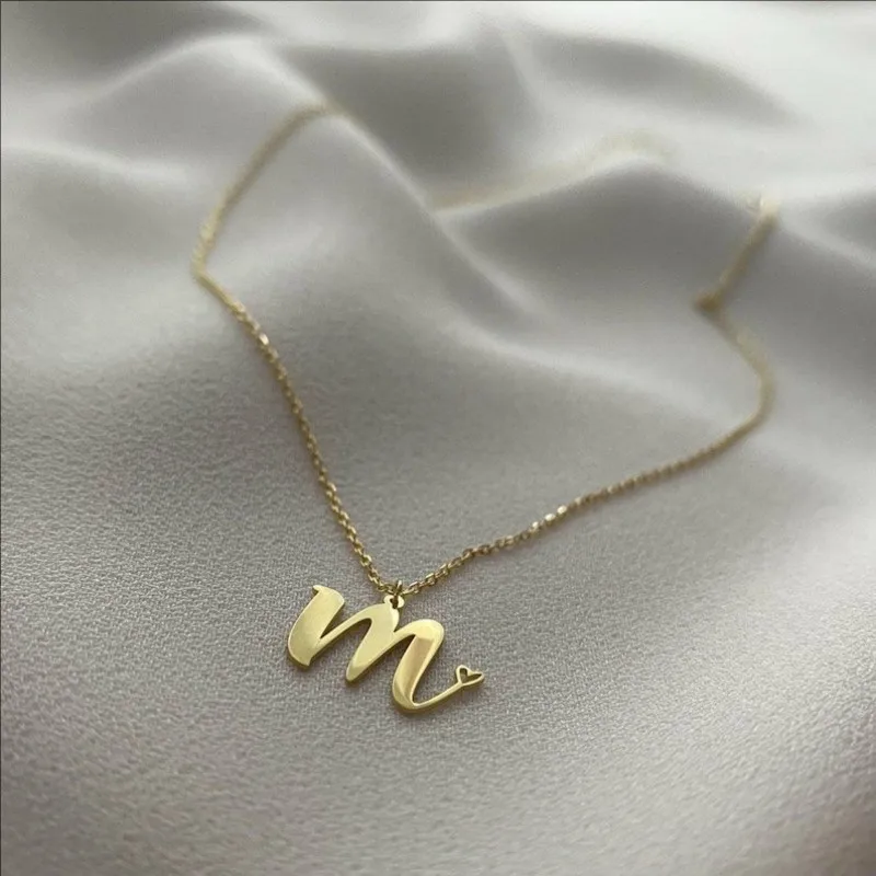 Letter Necklace 18k Gold Initial Necklace With Tiny Heart Custom Personalized Gifts For Bridesmaid Name Jewelry Handmade Gifts