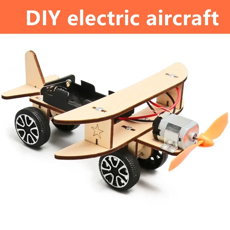 DIY Electric Aircraft Model Toys Wooden Plane Assembled Biplane for    Science Experimental Toys for Children Teaching Aids