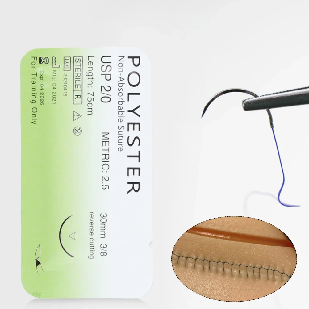 2/0 3/0 4/0 Monofilament Naald Hechtdraad Nylon Zijde Polypropyleen Polyester Chirurg Naaldsteken voor Medische Studenten Onderwijs