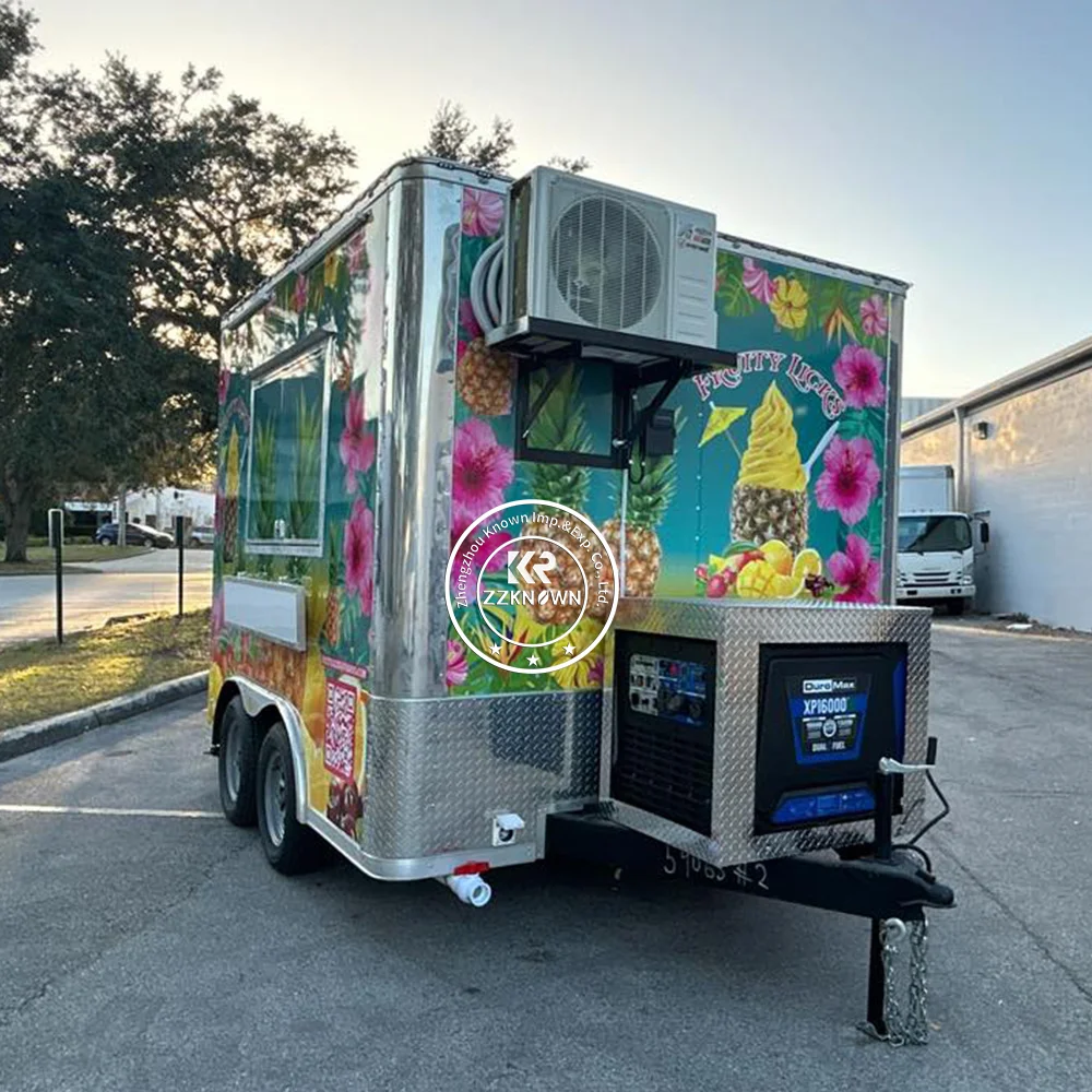 Aangepaste voedselaanhangwagen Volledig uitgerust straatrestaurant Hotdogwagen Koffiewinkel Kiosk Concessie Voedselwagen Mobiele keuken