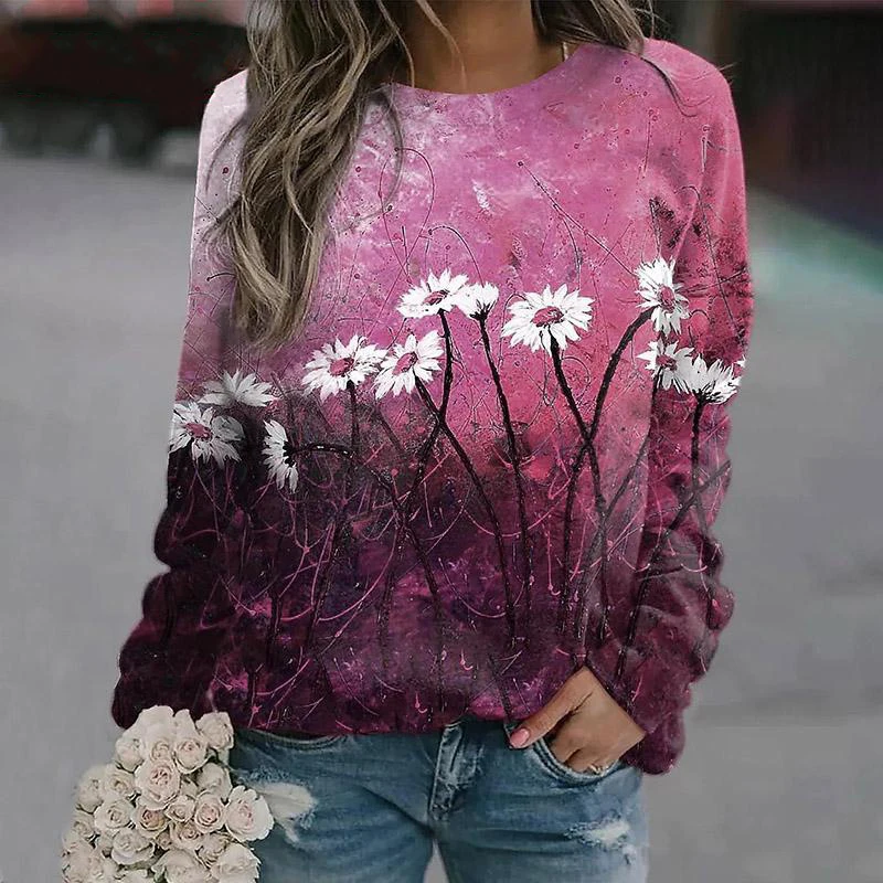 Autumn Sweatshirts Floral Flower 3D Print Hoodies Women Fashion Streetwear Long Sleeve Pullovers Tops Y2k Hoodie Woman Clothing
