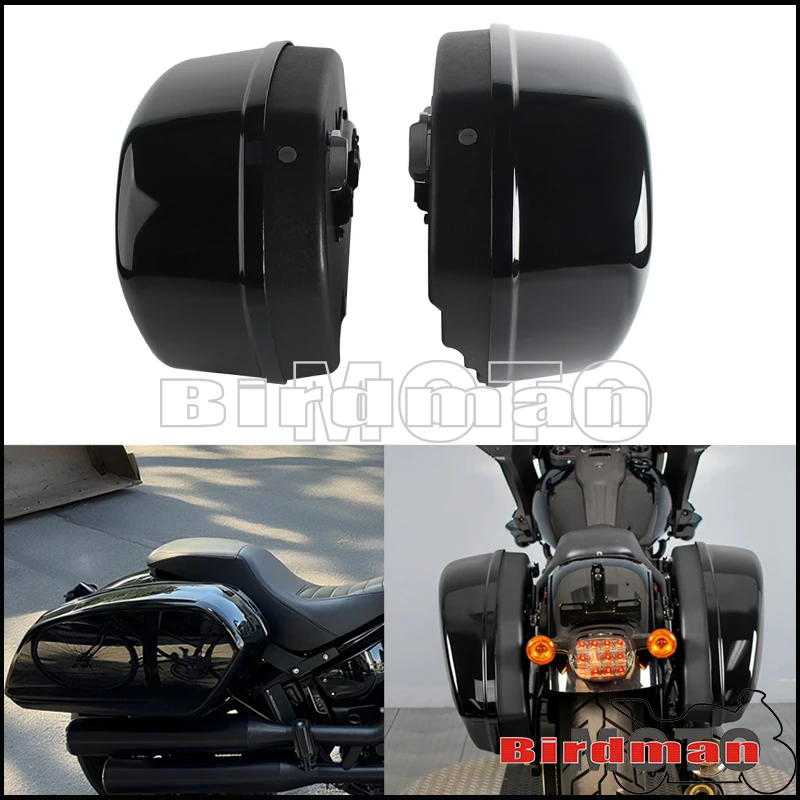 

New Motorcycle Hard Saddlebags ABS Plastic Side Bags Docking Kit For Harley Low Rider FXLR 2018-2020 El Diablo FXRST 2022 Black