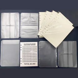 Binder Pockets A5 6-Hole Zipper Binder Pockets Waterproof PVC Cash Budget Envelopes Loose Leaf Bag For Binder Notebook Planner
