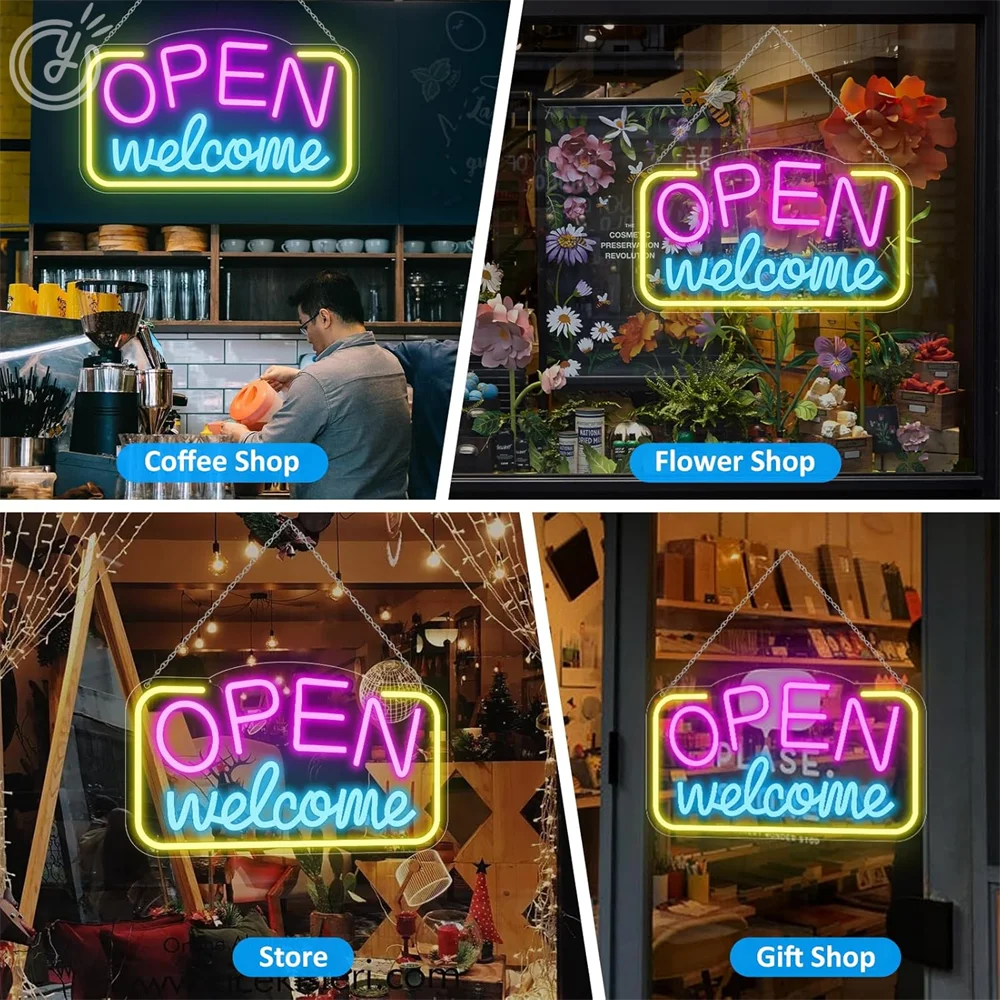 Open LED Neon Sign USB Wall Decoration For Business Storefront Window Glass Door Florists Bar Salon Studio Cafes Restaurant Neon