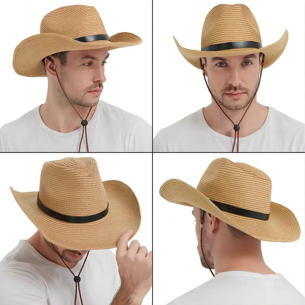 2024 New Large Size 62cm Foldable Men\'s  Women\'s  Big Head Straw headgreat Sun Hat Men\'s Summer Beach Sun CapTrendy Top Panama