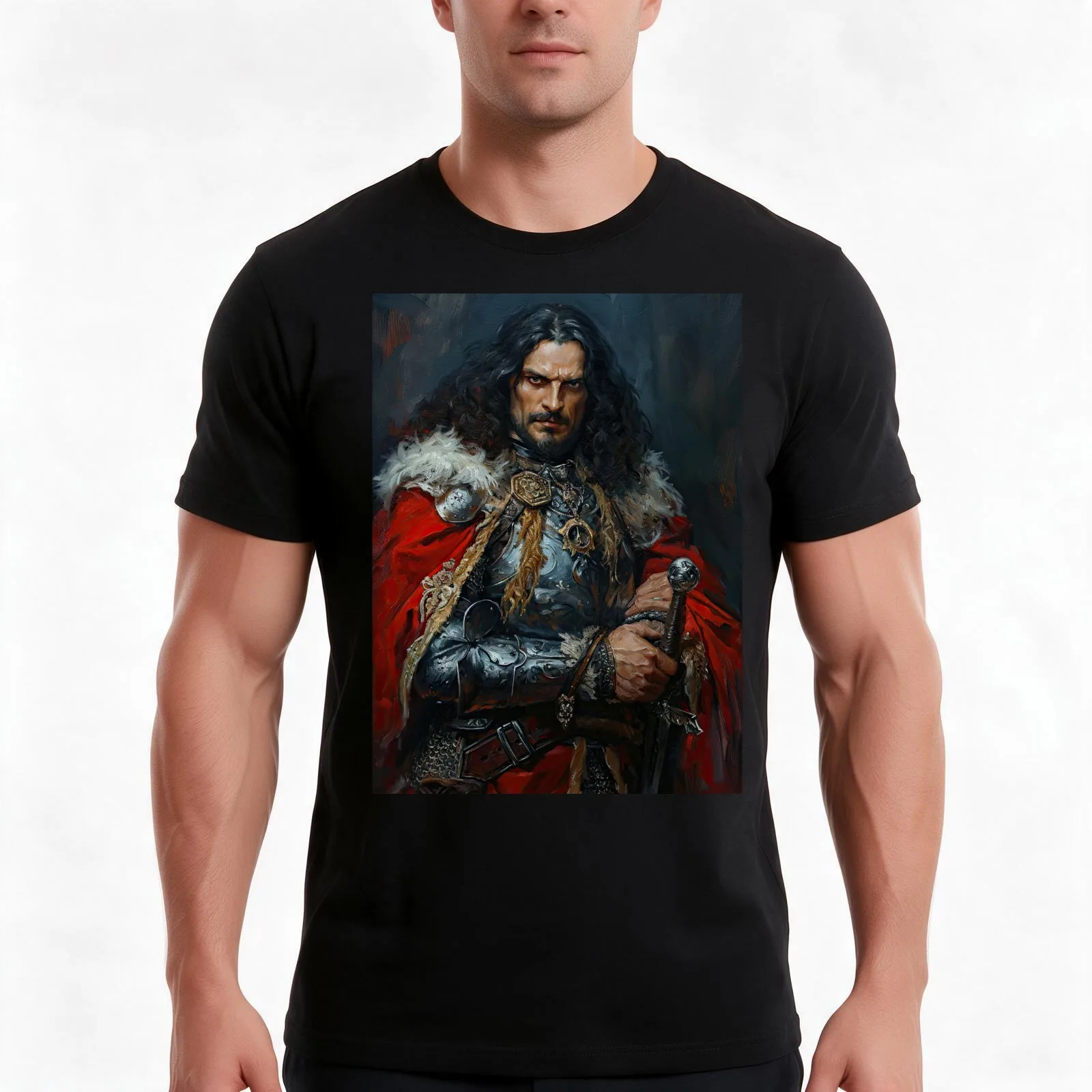 Vlad the Impaler (Variation) T-Shirt, Summer Casual Cotton Tee, Oversized Streetwear Tops, Vintage Graphic Print, 100% Cotton