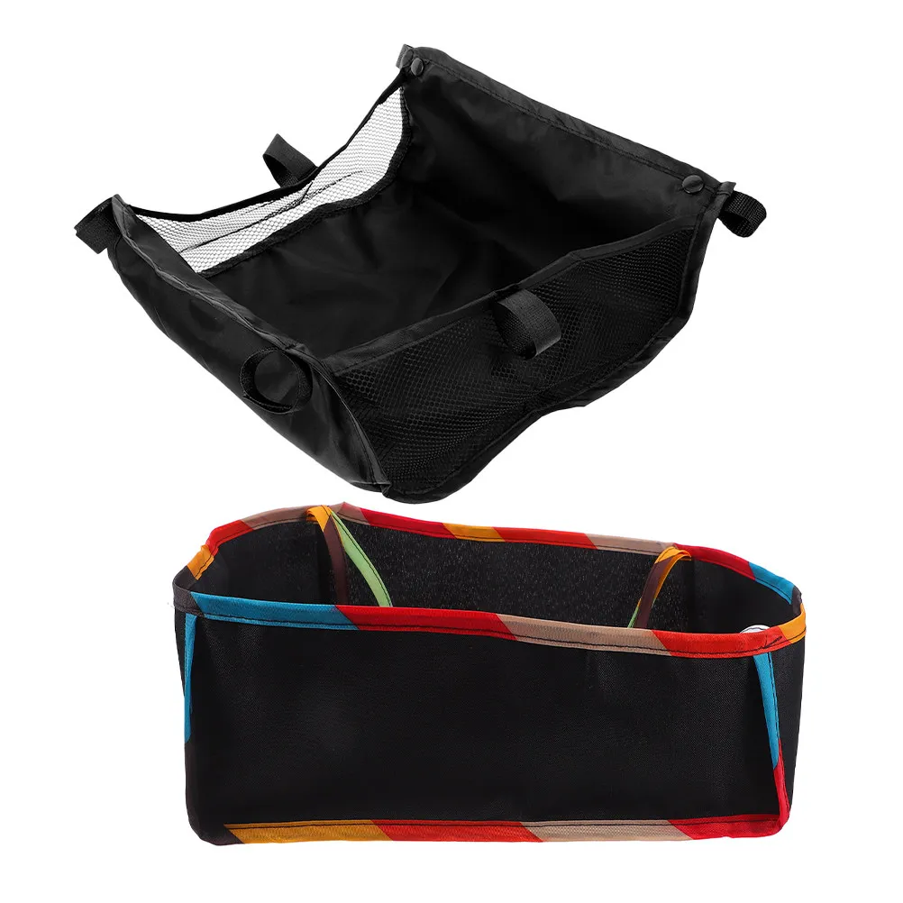 2Pcs Baby Stroller Storage Bag Breathable Mesh Organizer Universal Pushchair Bottom Basket Diaper Bottle Holder