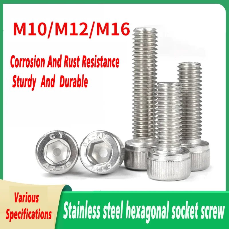 1/2Pcs Hexagon Socket Bolt M10 M12 M16  304 Stainless Steel Allen Hexagon Hex Socket Cap Head Screw Bolt Extended Bolt