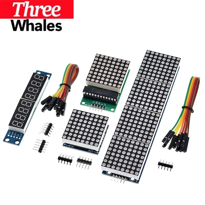 MAX7219 Dot Matrix Module Red Green Blue Microcontroller Module Control Module Display Module 4 In One Display With 5P Line