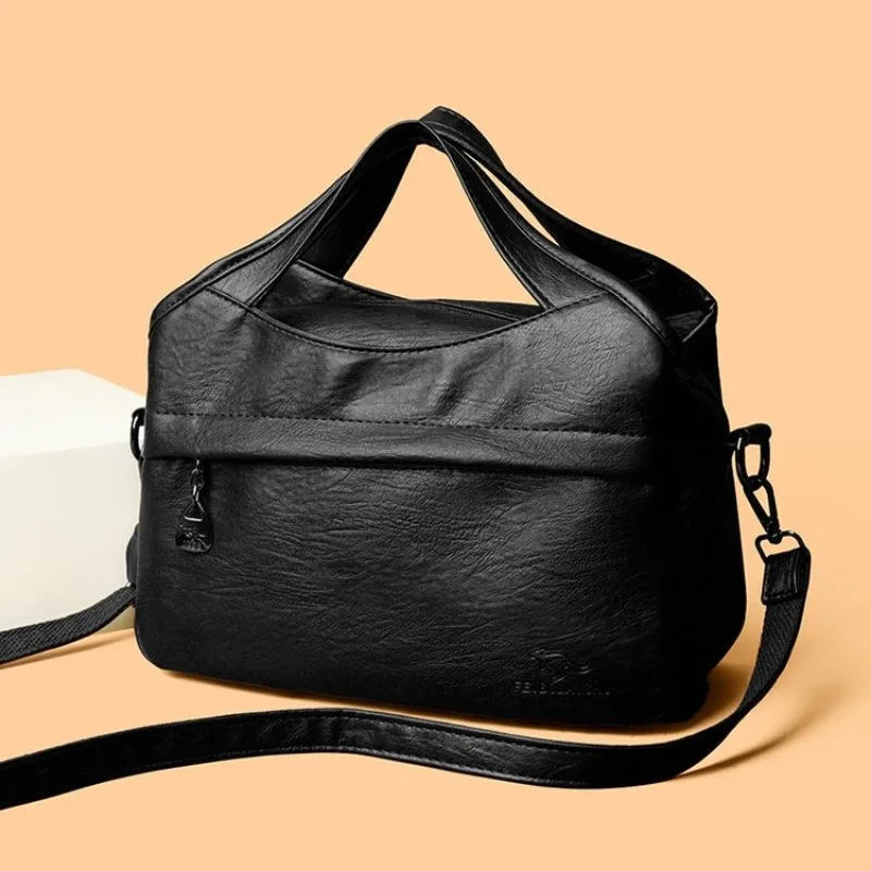 

High End Leather Women Diaper Bag Casual Vintage Classic Elegant Trendy Design Outdoor Portable Carry Bag