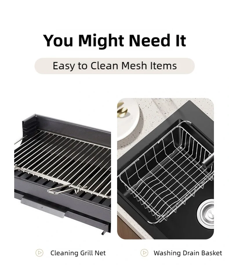 TINSOL Electric barbecue grill cleaning brush, wireless, rechargeable, rotatable, adjustable, for cleaning stubborn grease