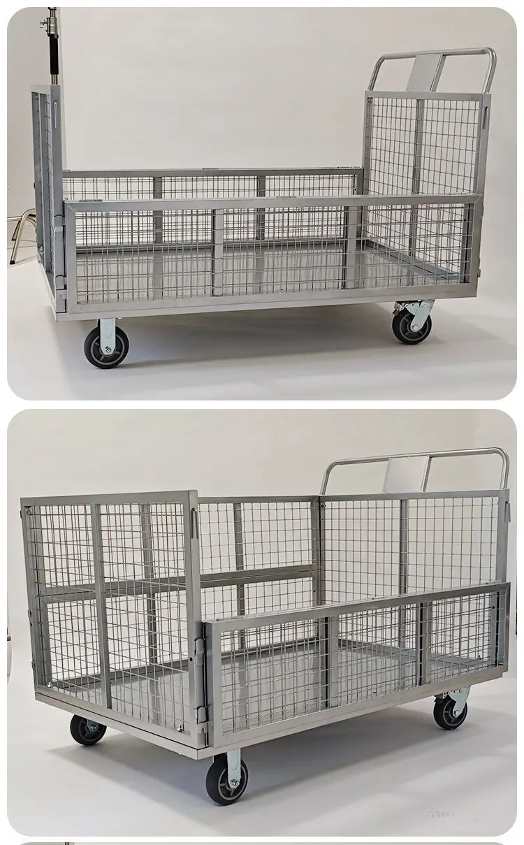 Logistics grid trailer, pulling goods, trolley, turnover fence, moving truck, folding flatbed truck, trolley, stall