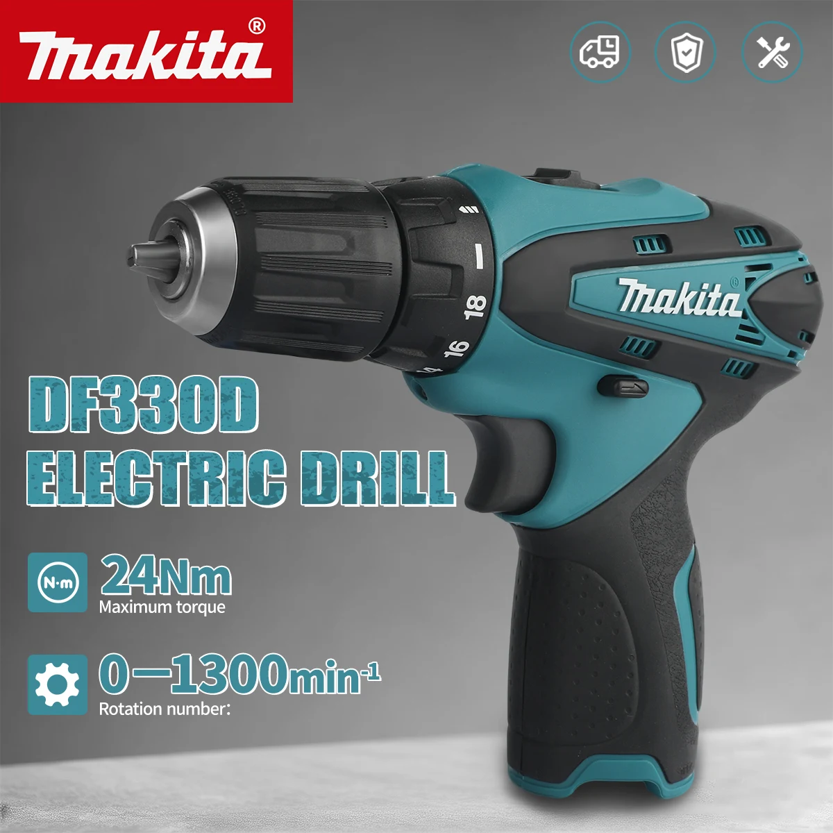 Parafusadeira Sem Fio Makita 18V DF330D, Furadeira Elétrica Portátil Original de Duas Velocidades para Montagem e Manutenção DIY em Casa