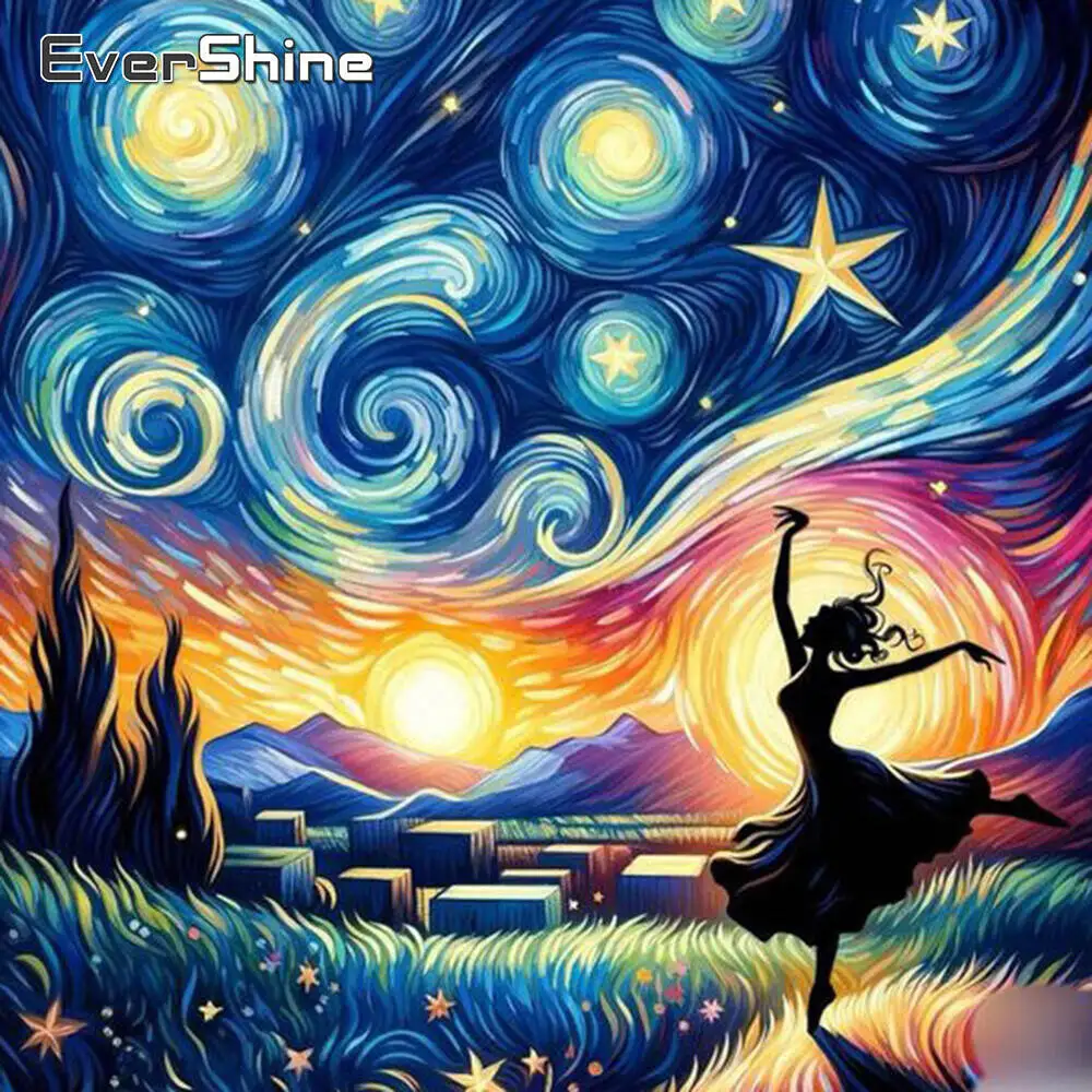 

Evershine DIY Женщина Алмазная Вышивка Абстрактная Небо Картина Закат Полный Квадратный Круглый Алмазная Мозаика Пейзаж Детский Подарок