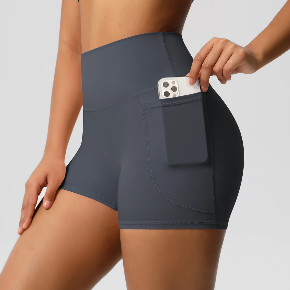Damen-Sportshorts mit Taschen, Yoga-Leggings-Shorts, Squat-Proof, Hohe Taille, Fitness-Tights, Schnelltrocknend, für Radfahren, Workout und Gym – Detail 29