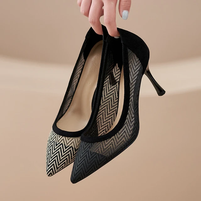 Mesh high heel shoes hotsell