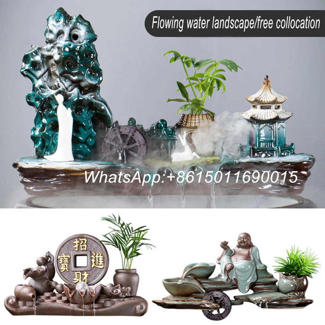 

Ceramic automatic circulating water fish basin fish pond filter fountain waterfall landscaping ornaments circulating water