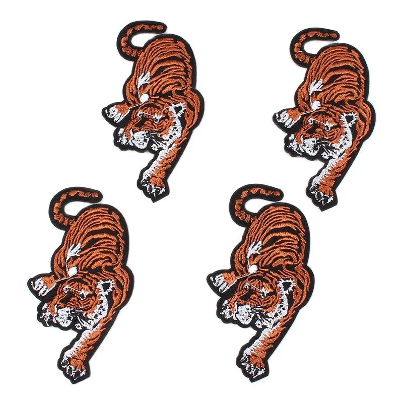 10pcs/lot Embroidered Lifelike Tiger Patches Iron On Sew On Animal Appliques DIY Clothes Stickers Garments Badge Accessories