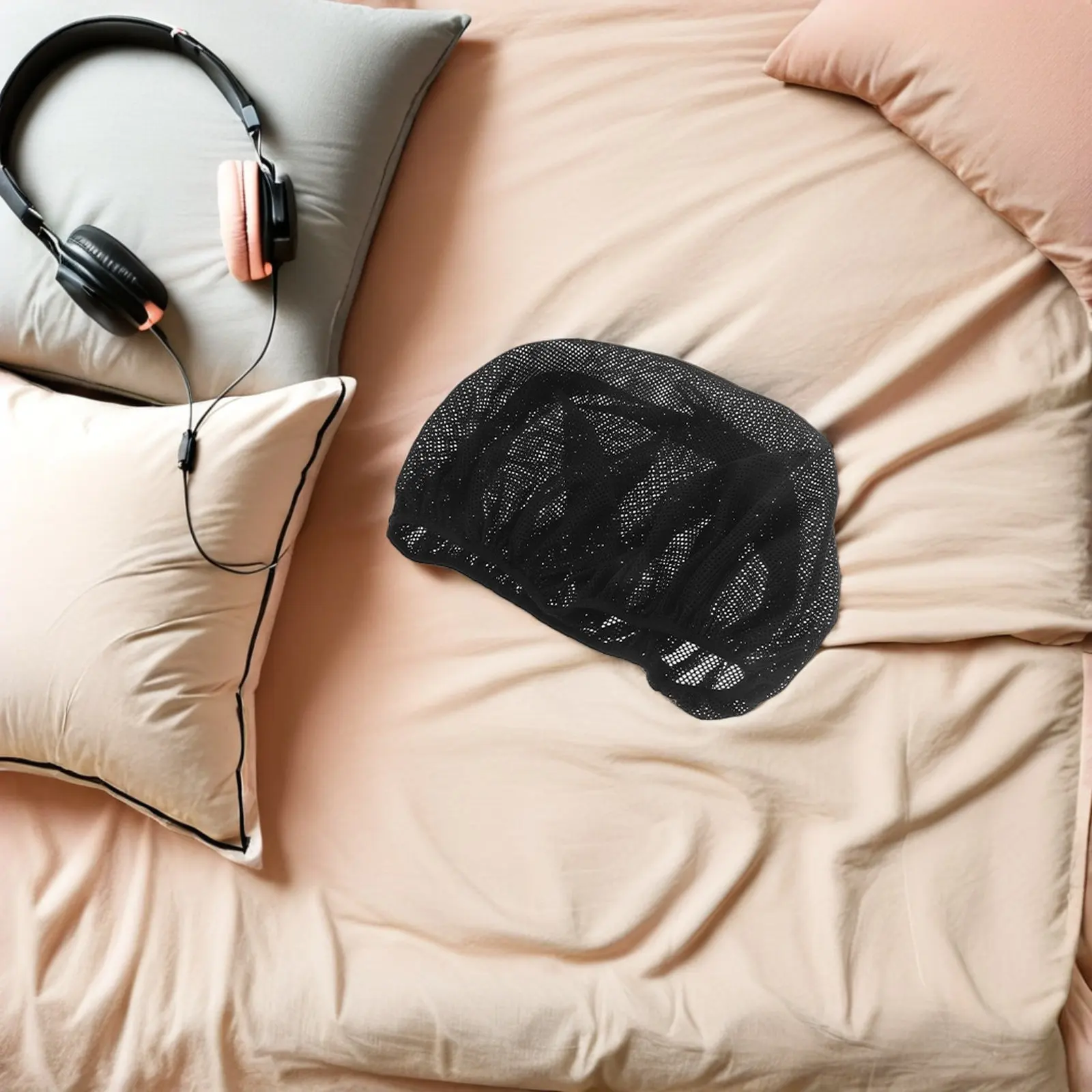 

4Pcs Mesh Sleep Bonnet Night Sleeping Cap Hair Care Bonnet Wrap with Net Elastic Comfort Fit Reusable Washable Sleep Hat for All