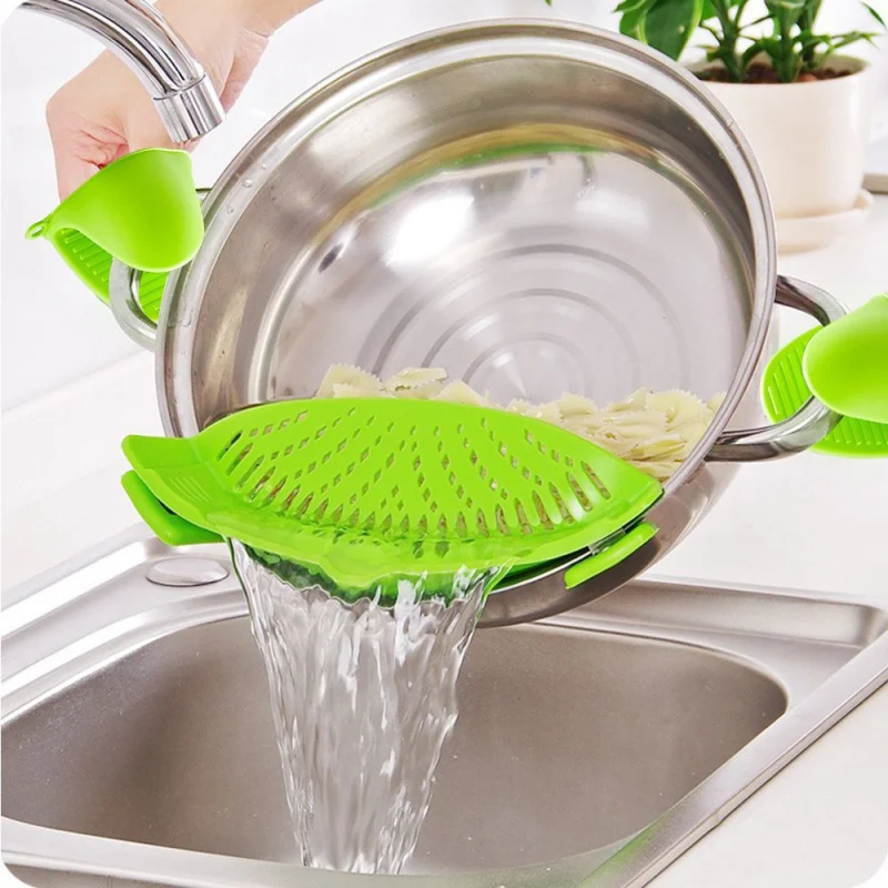 

2025 Universal Silicone Clip on Pan Pot Strainer Anti Spill Pasta Pot Strainer Food Grade