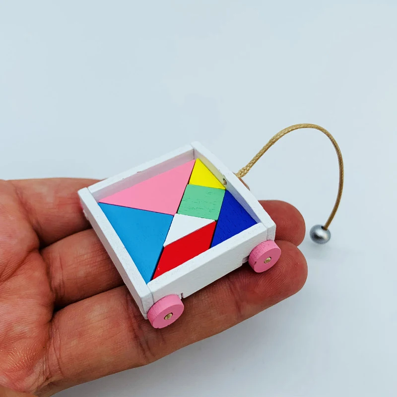 미니어처 7피스 퍼즐 귀여운 건축 탱그램 작은 정사각형 자동차 모델 장난감 인형집 장식 액세서리