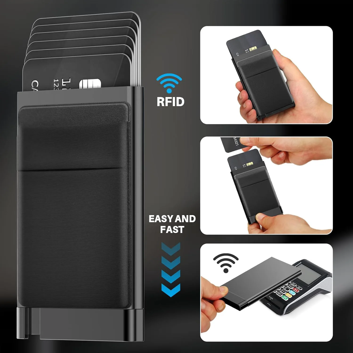 Rfid Anti Blocking ID Bank Credit Card Holder Men Thin Slim Mini Minimalist Wallets Luxury Metal Bank ID Cardholer Case Wallet image 2