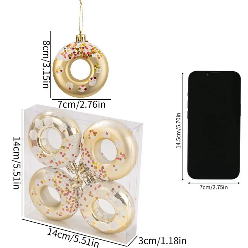 Cute Donut Candy Style Plastic Hanging Ornaments Perfect Pendants To Decorate Christmas Trees Create Sweet Holiday Atmosphere.