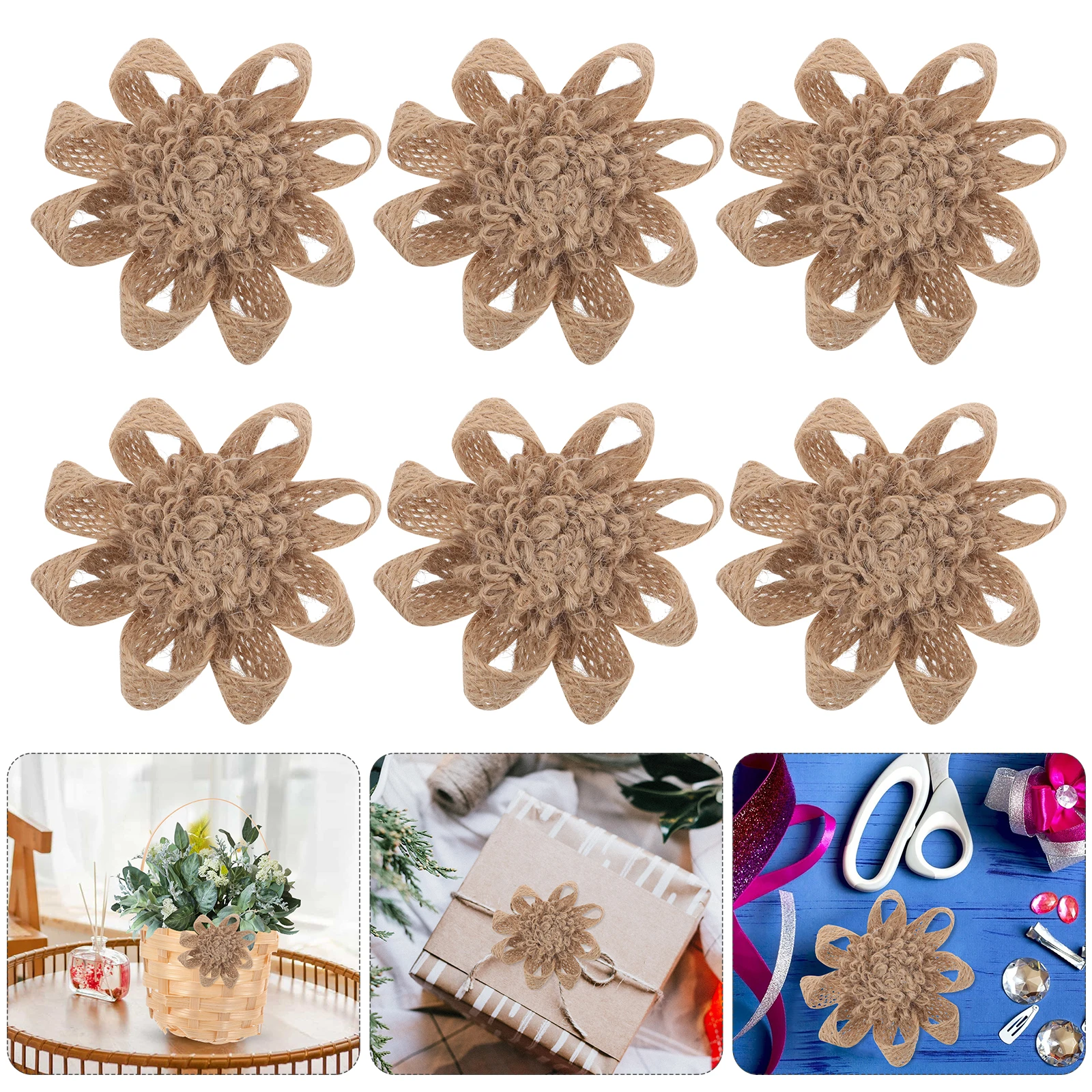 

Handmade Floral Hair Accessories Decor Decoration Girl Coffee Linen Crochet Flowers Patch Miss
