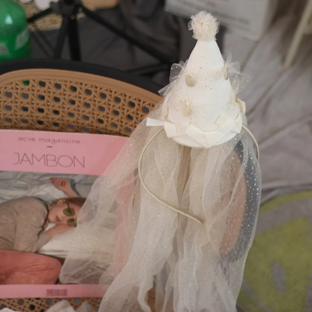 

Hair Hoop Korean Style White Veil Hairband Soft Creative Mesh Bow Headband Headwear Birthday Hat Birthday Photograph Prop Girls