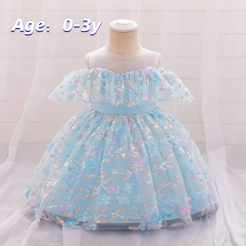 Robe de princesse à sequins pour filles, robe de soirée pour enfants, fleur de perle, fête d'anniversaire, haute qualité, doux et charmant, nouveau