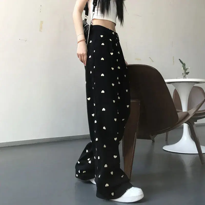 MEXZT Women Loose Harajuku Wide Leg Pants Summer Fashion High Waist Elastic Straight Pants Korean Lazy Wind Y2k Sweatpants New