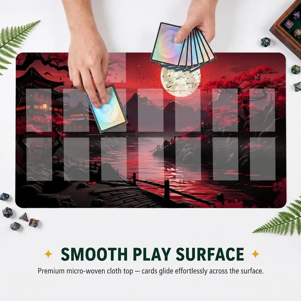 Large Card Gaming Mouse Pad Moon Night TCG Playmat Anti-Slip Rubber XXL Deskmat Office Desk Accessories Stitched Edges Game Mat