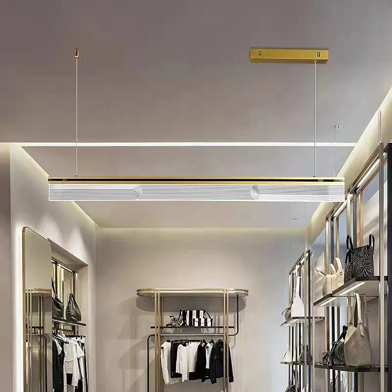 Iluminación de araña de oro nórdico, luz led rectangular acrílica minimalista, comedor, sala de estar, mesas de centro