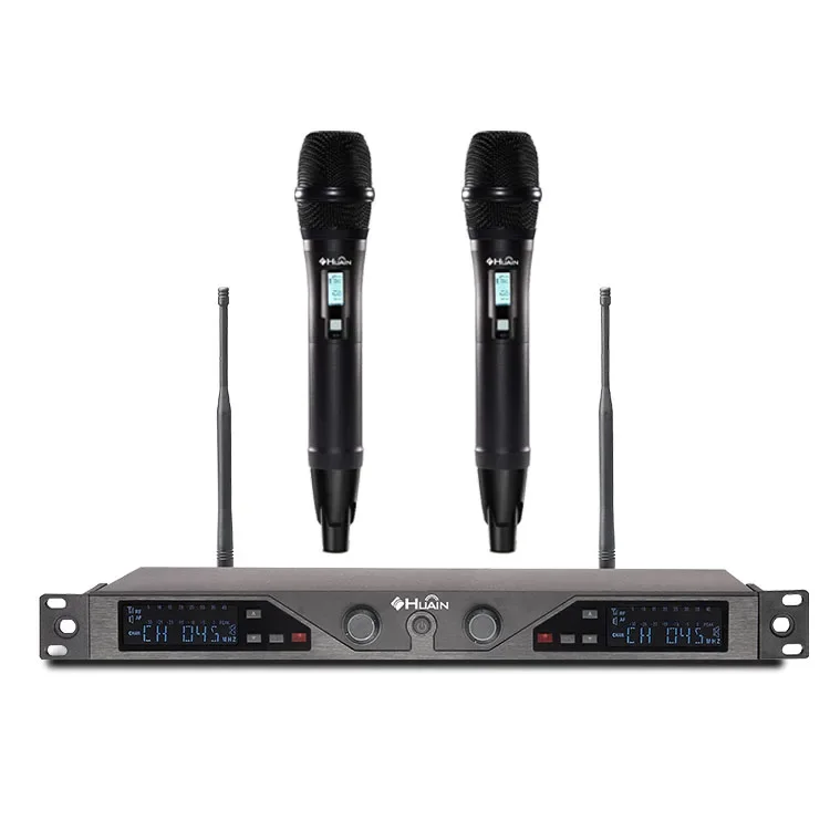 Microfone portátil sem fio com receptor, UHF, 2 UHF, Karaoke atacado