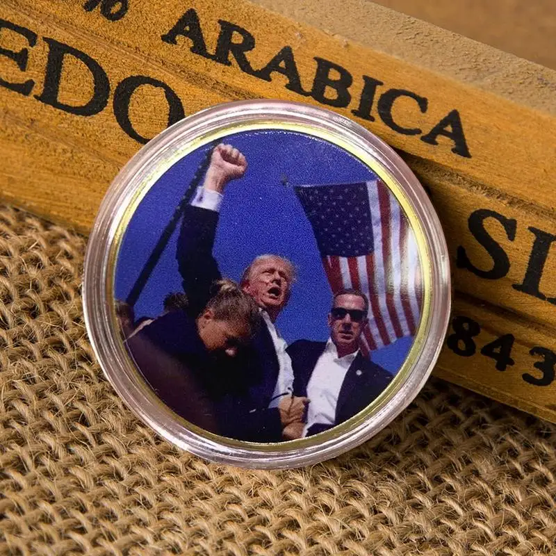 2024 US President Donald Trumps Assassination Failure Challenge Coin FIGHT Collectible Commemorative Coin Supporter Fan Gift