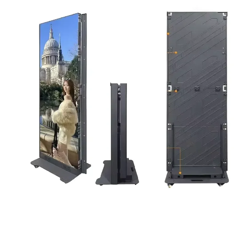 Ultra Slim Floor Standing Foldable P1.25 P1.8 P2 P2.5 HD Video Advertising Poster LED Portable Advertising Billboard
