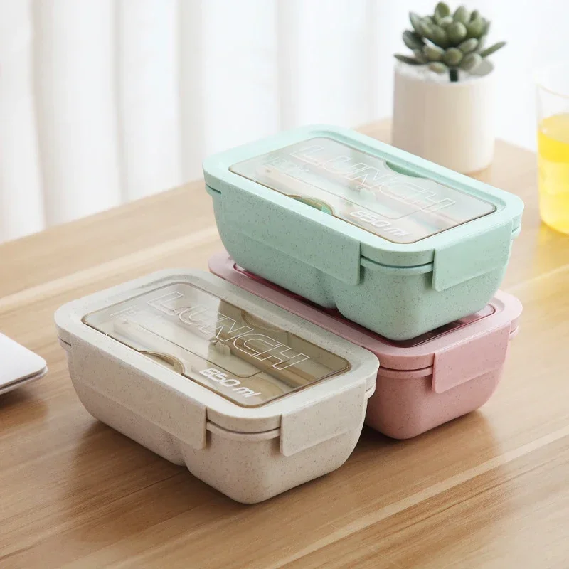 1100ml Microwave Lunch Box For Kids School Eco-Friendly BPA Free Wheat Straw Bento Box Kitchen Plastic Food Container Lunchbox