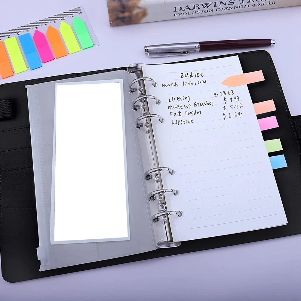 Обложка для бумаги A6, органайзер с 6 кольцами, карманами для бумаг и надписей A6, для экономии денег