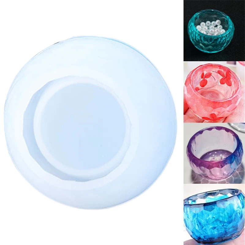 

Y1UB Handmade Rhombus Small Bowl UV Crystal Epoxy Resin Mold Dish Plate Casting Silicone Mould Handicrafts Decorations Mold