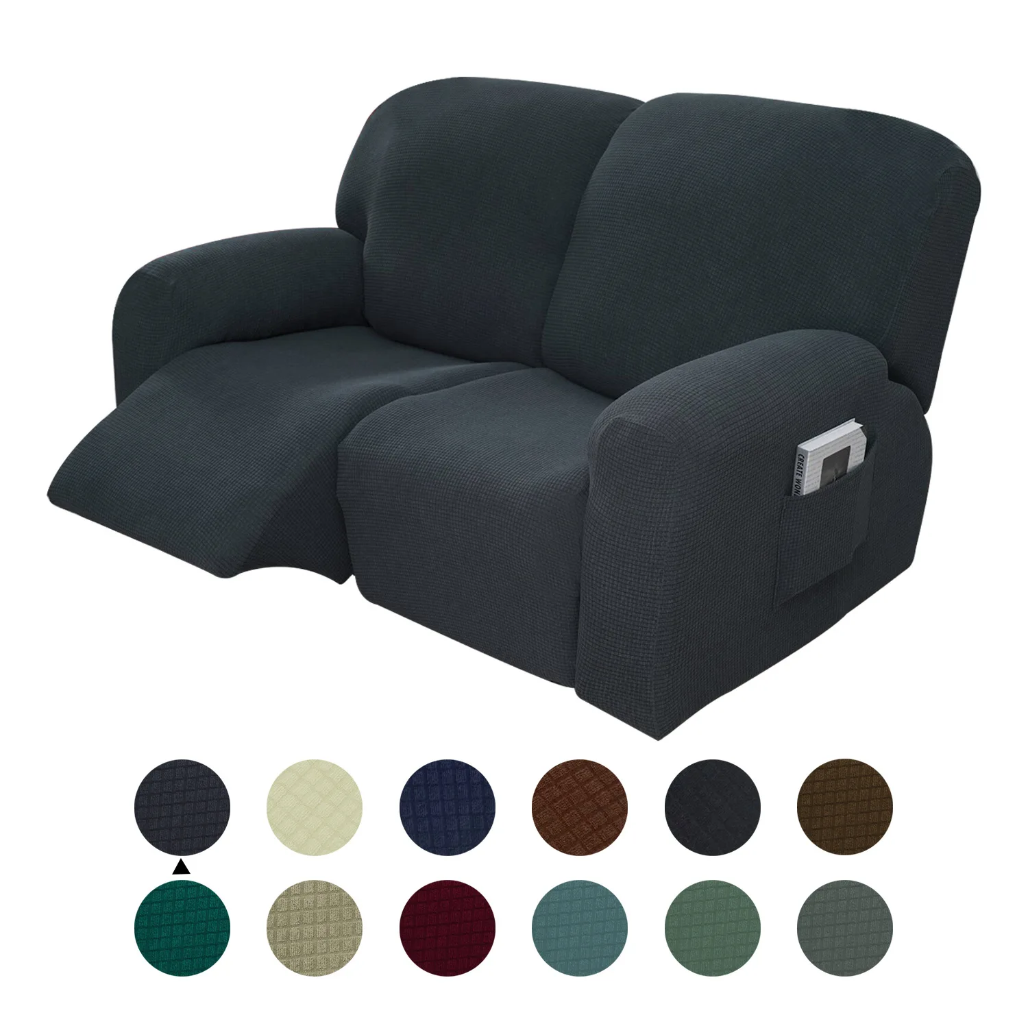 Stretch Waterproof Recliner Sofa Cover Set Textured Polyester Fabric Protective Slipcover One Two Three Or Four Seat Chairs