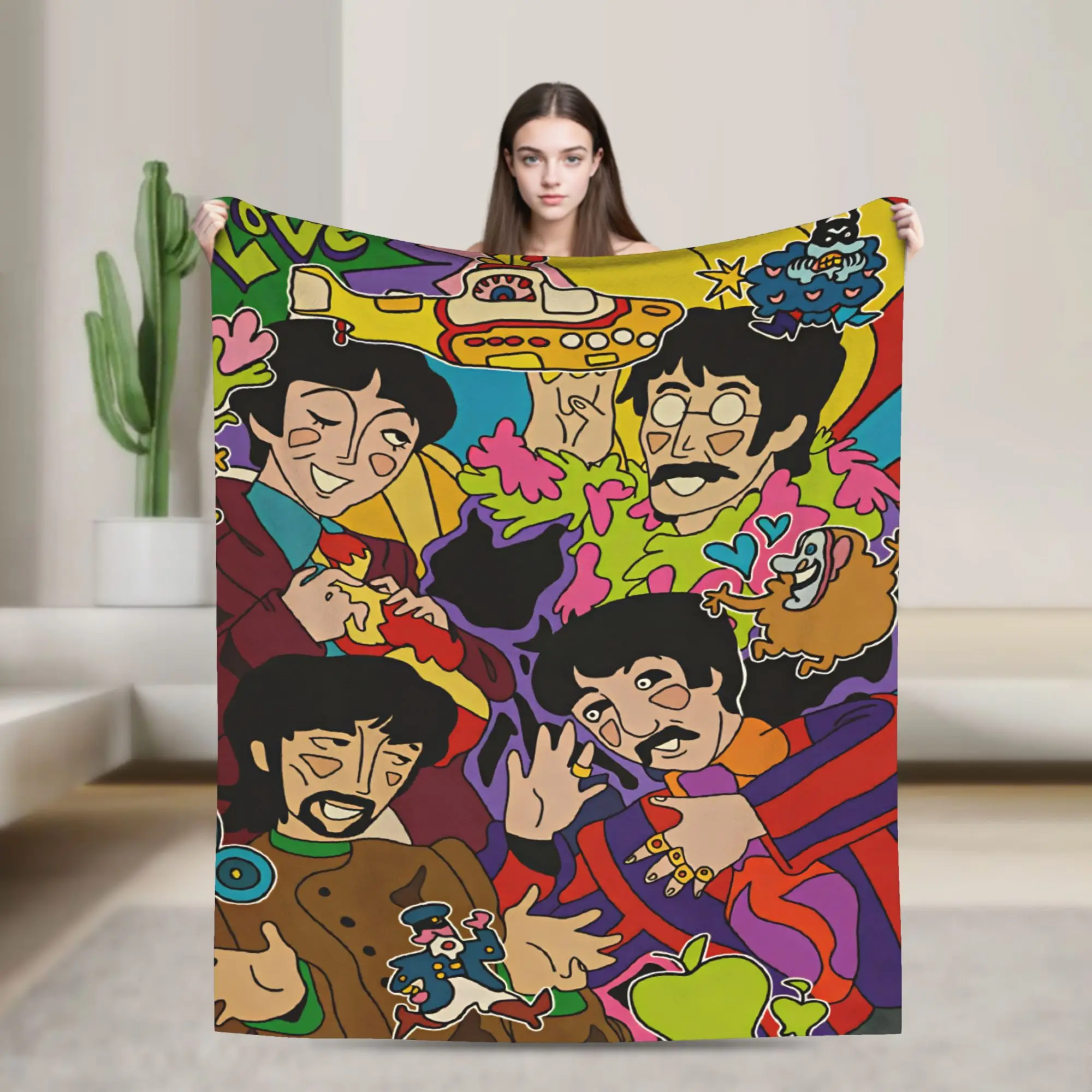 Beatled Music Soft Warm Blanket  Child Plush Bedding Throws Funny Outdoor Flannel Bedspread Sofa Bed Cover