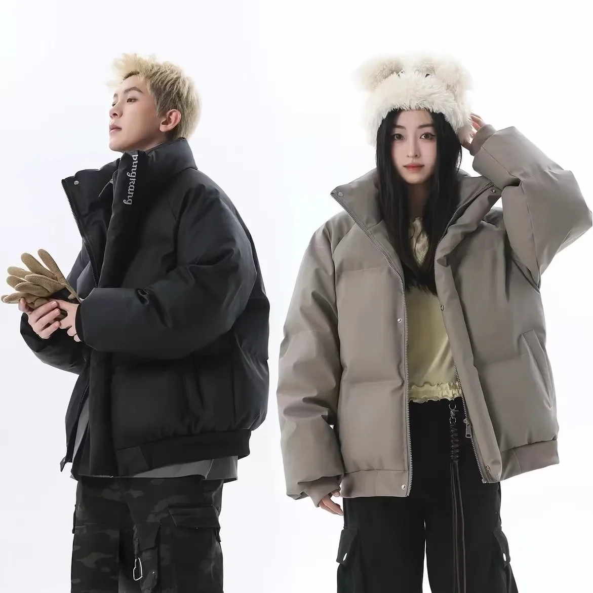 

Warm & Stylish Unisex Cotton - Padded Jacket Fashion Loose Couple Windproof, Warm and Thick Coat Suitable for Winter.