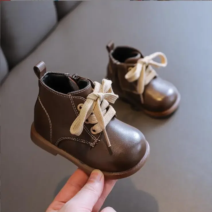 

Autumn 2025 New Baby Short Boots British Style Children's Shoes Children's Toddler Shoes Soft Soled Baby Boys' Single Boots