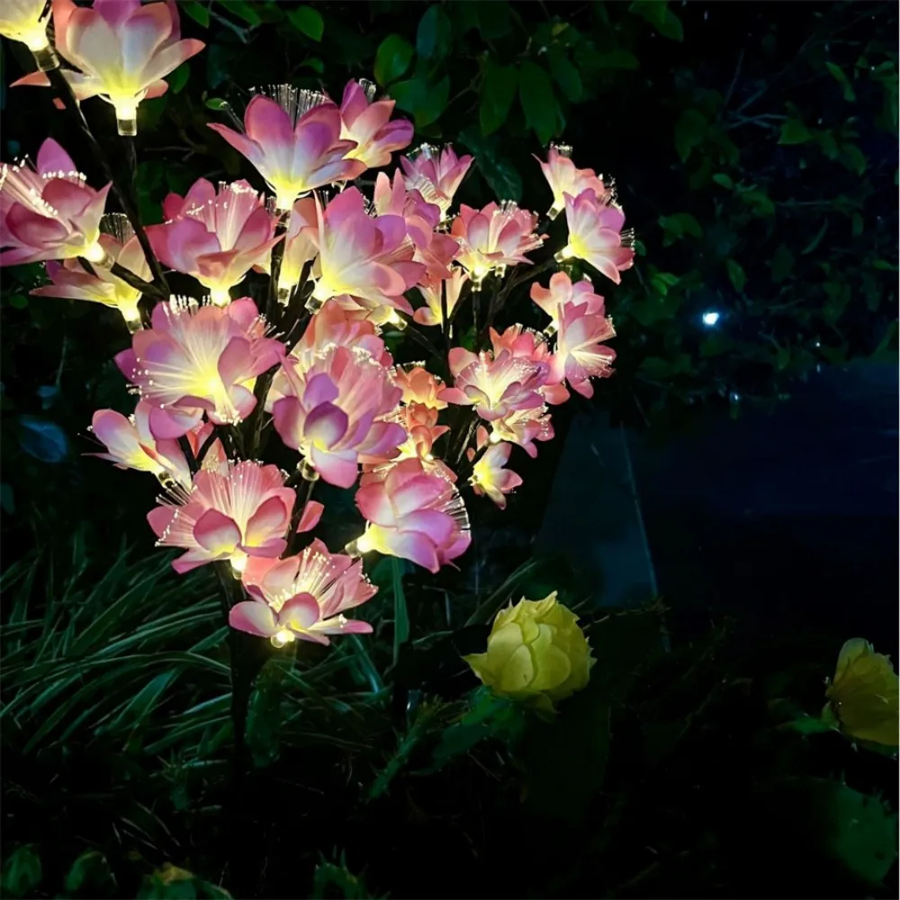 

1 шт., 20 светодиодов, солнечные светильники с камелией, цветочным садом, уличные светодиодные водонепроницаемые ландшафтные светильники IP65, для двора, патио, свадебного декора