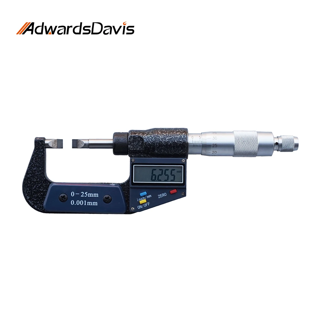 Pointed Mechanical Outside Diameter Micrometer Wall Thickness Micrometer Blade Gap Measurement Digital Display Micrometer 0-25mm