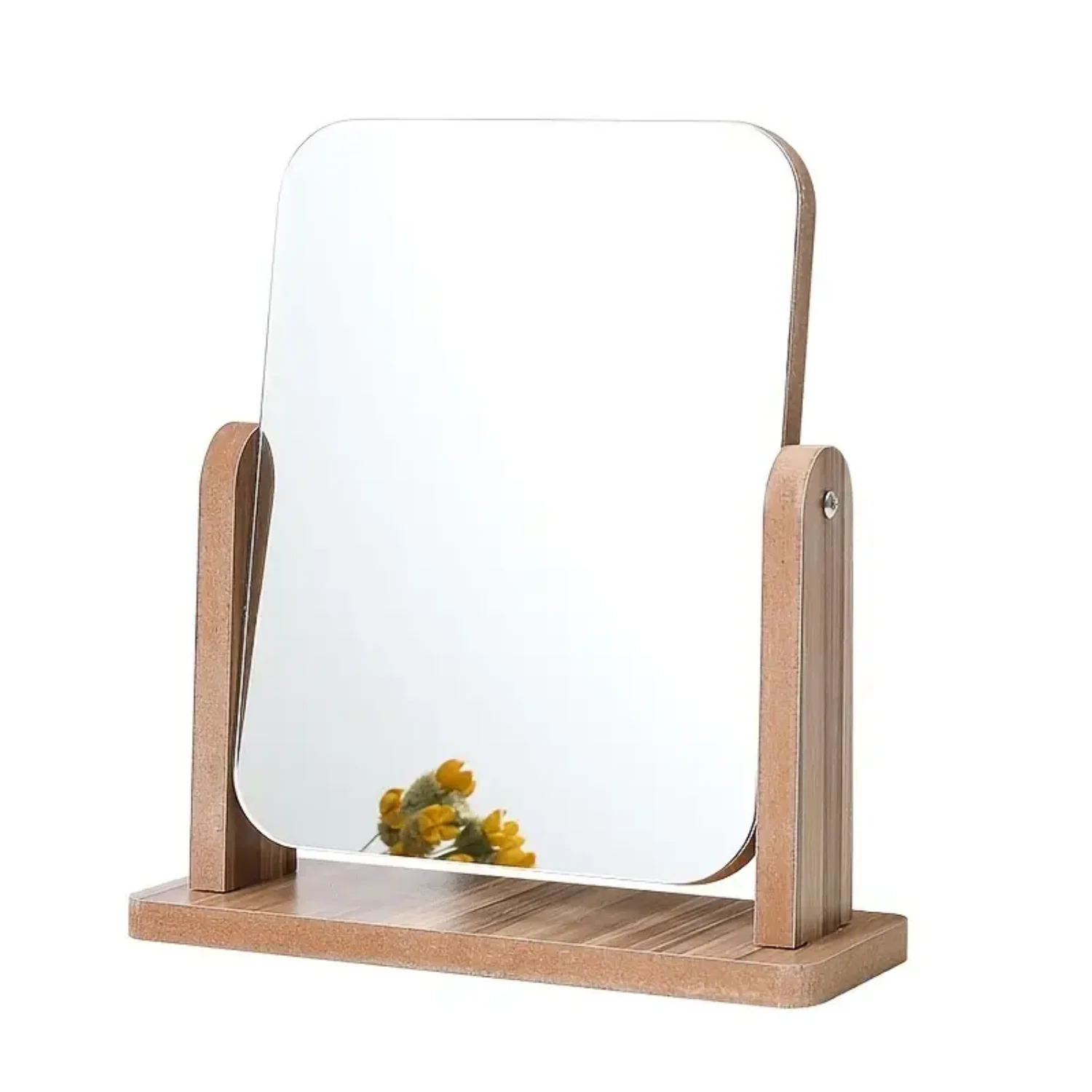 Desktop Makeup Mirror, European-style Student Dressing Mirror, Rotating Wooden Mirror, Novel Design, Practical, Angle 360 Degree