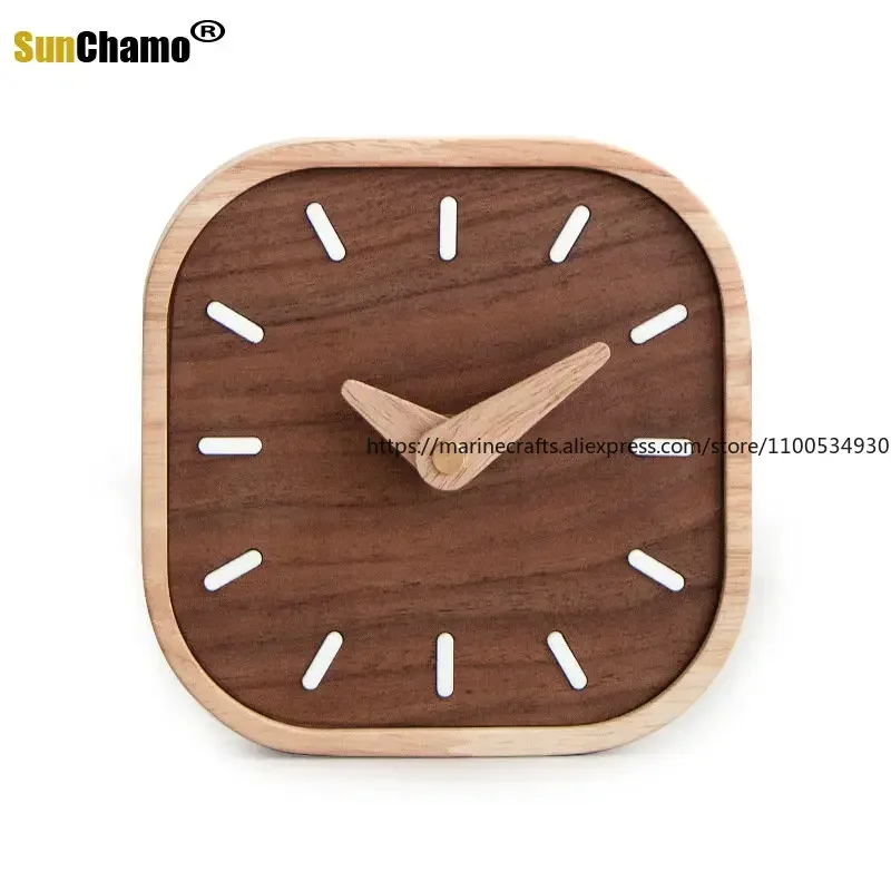 الإبداعية الجوز الأسود خشب متين ساعة طاولة صغيرة الشمال نمط غرفة نوم السرير مكتب زخرفة كتم طاولة الديكور