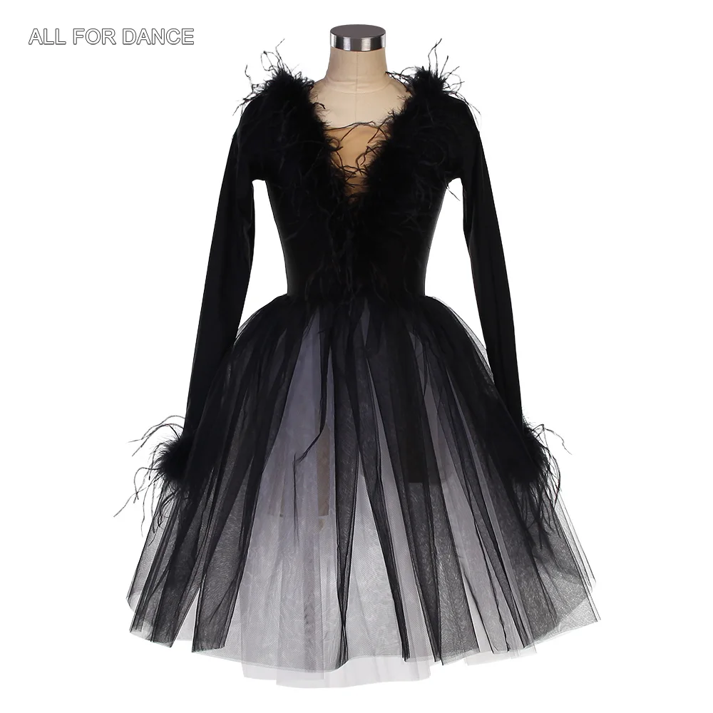 

26190 Черные костюмы для лирического/современного балета с длинными рукавами для взрослых и девочек, романтические балетные костюмы, сценическая танцевальная одежда